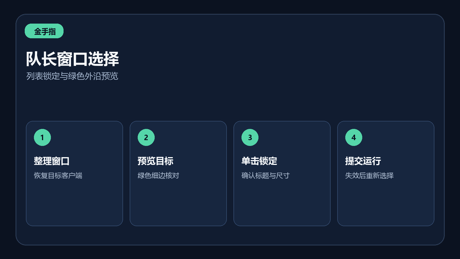 金手指队长窗口从列表预览到确认的步骤示意图