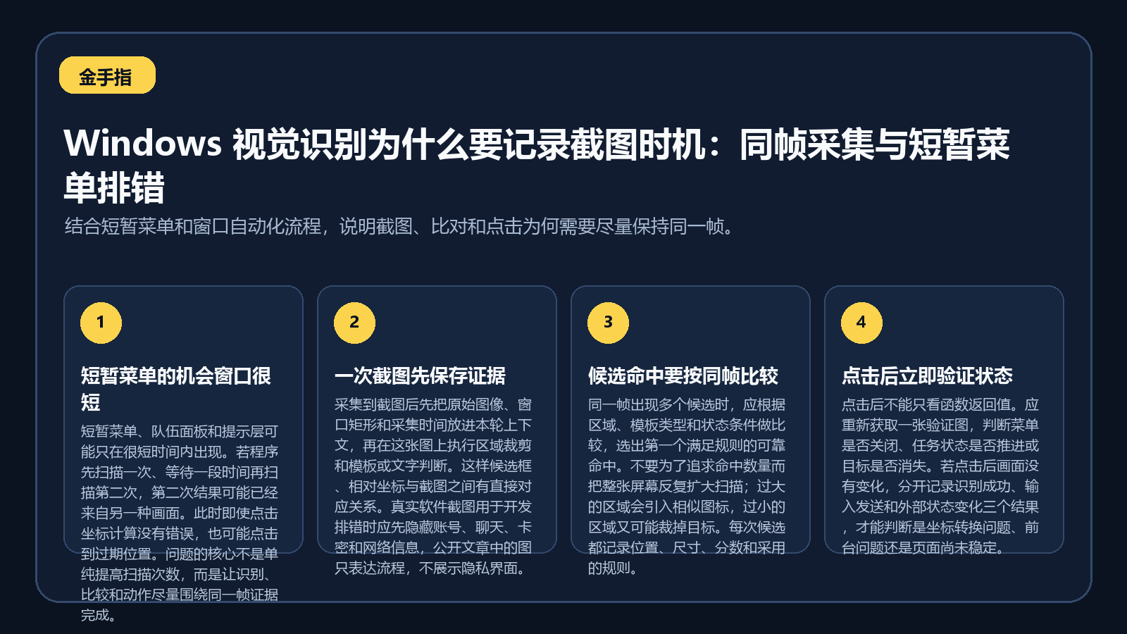 短暂菜单从一次截图到候选比对再到点击复核的流程图